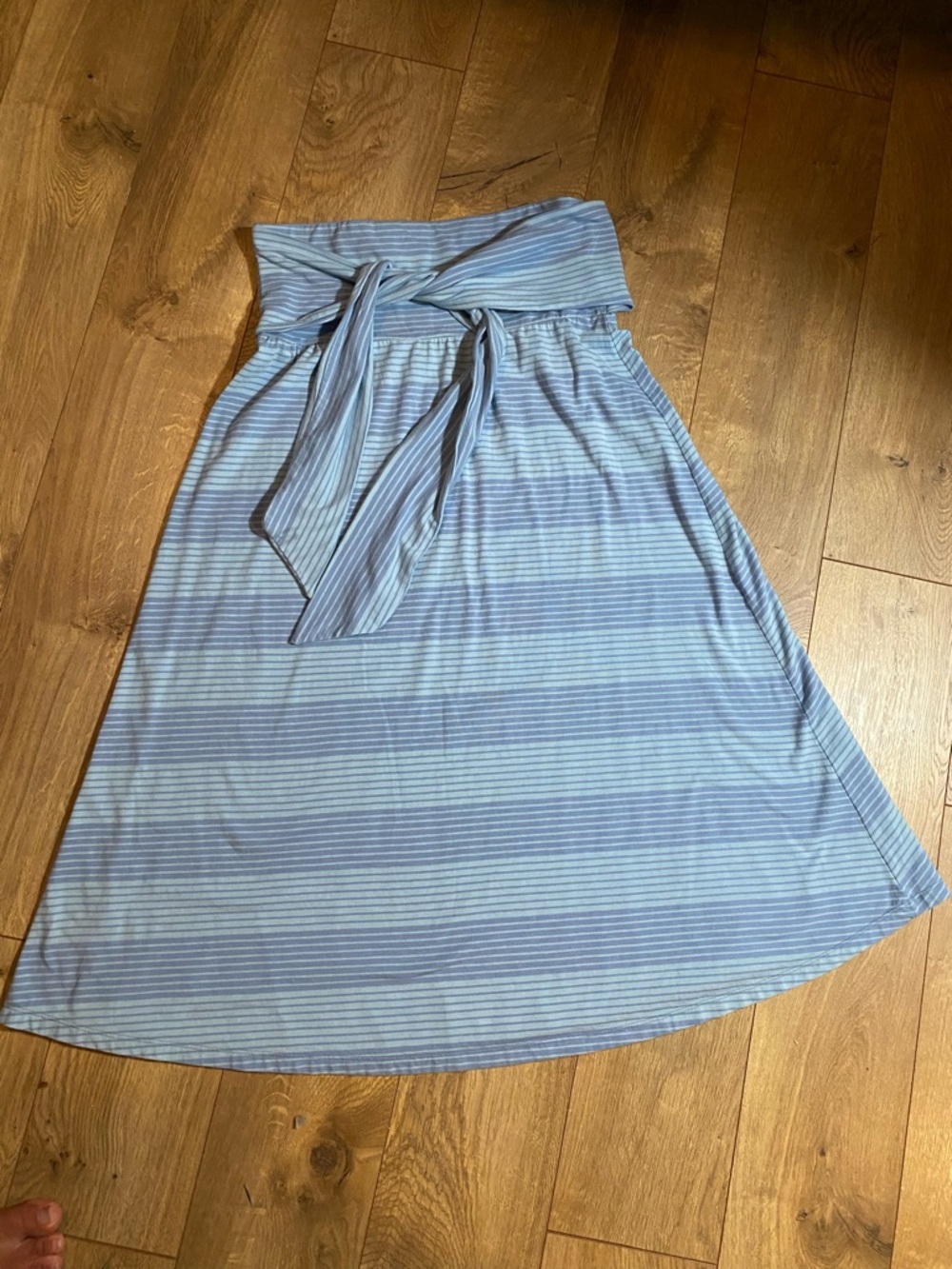 Patagonia Kamala Light Blue Striped Tie-Waist Midi Skirt small travel or beach!